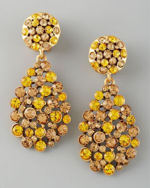 Accessories - Oscar de la Renta Crystal Teardrop Earrings Yellow.jpg